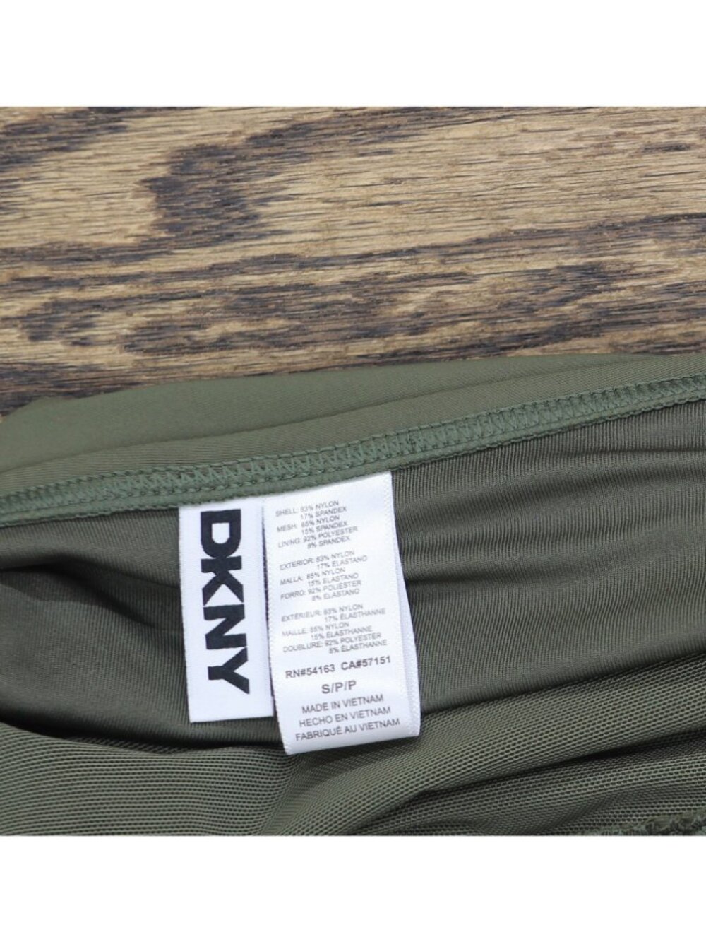 DKNY Halter V-Neck Shirred Tankini Top DIMKS215 Moss Green S - Picture 3 of 11